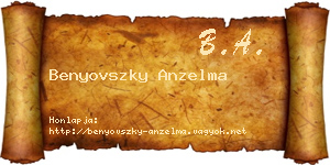 Benyovszky Anzelma névjegykártya